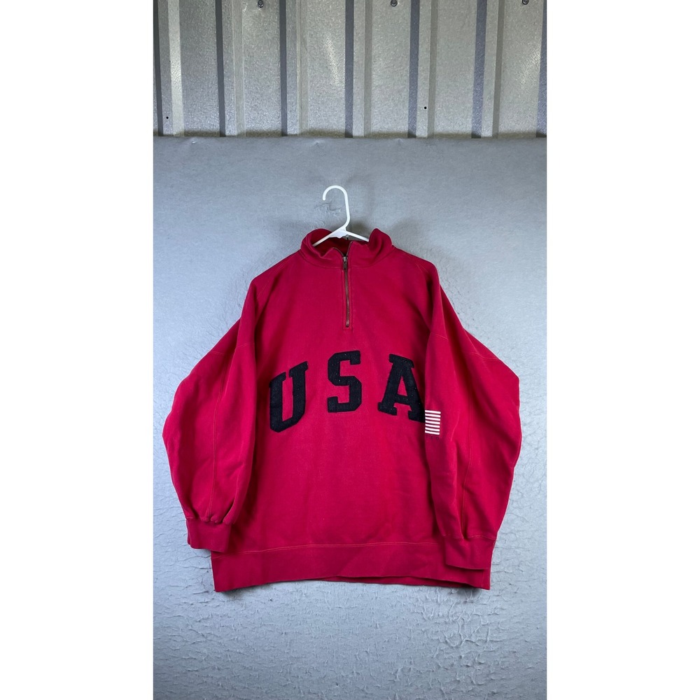 Limited Sport Quarter Zip Mens XL Red Excellent USA Graphic Sweatshirt